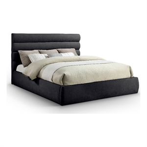 Bowery Hill Contemporary Soft Black Chenille Fabric King Bed