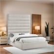 Bowery Hill Contemporary Upholstered Cream Linen Textured Fabric Queen Bed