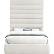 Bowery Hill Contemporary Upholstered Cream Linen Textured Fabric Queen Bed