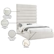 Bowery Hill Contemporary Upholstered Cream Linen Textured Fabric Queen Bed