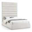 Bowery Hill Contemporary Upholstered Cream Linen Textured Fabric Queen Bed