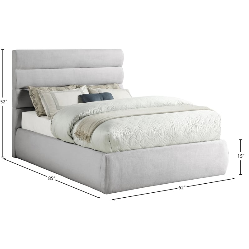 Bowery Hill Contemporary Upholstered Grey Linen Textured Fabric Full Bed