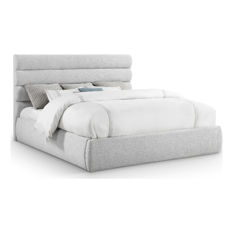 Bowery Hill Contemporary Upholstered Grey Linen Textured Fabric King Bed