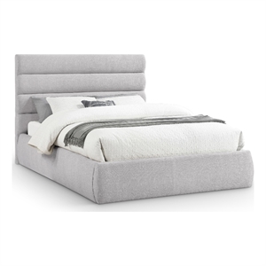 Bowery Hill Contemporary Upholstered Grey Linen Textured Fabric Queen Bed