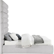 Bowery Hill Contemporary Upholstered Grey Linen Textured Fabric Queen Bed