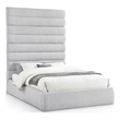 Bowery Hill Contemporary Upholstered Grey Linen Textured Fabric Queen Bed