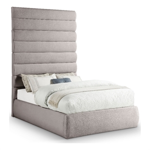 Bowery Hill Contemporary Upholstered Taupe Linen Textured Fabric Full Bed