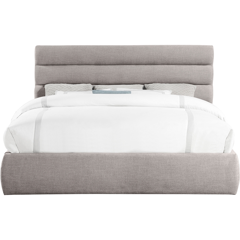 Bowery Hill Contemporary Upholstered Taupe Linen Textured Fabric King Bed