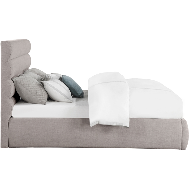 Bowery Hill Contemporary Upholstered Taupe Linen Textured Fabric King Bed