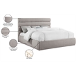 Bowery Hill Contemporary Upholstered Taupe Linen Textured Fabric King Bed