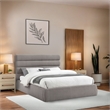 Bowery Hill Contemporary Upholstered Taupe Linen Textured Fabric Queen Bed
