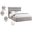 Bowery Hill Contemporary Upholstered Taupe Linen Textured Fabric Queen Bed