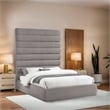 Bowery Hill Contemporary Upholstered Taupe Linen Textured Fabric Queen Bed