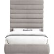 Bowery Hill Contemporary Upholstered Taupe Linen Textured Fabric Queen Bed