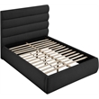 Bowery Hill Contemporary Deep Channel Tufted Rich Black Boucle Fabric Full Bed