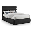Bowery Hill Contemporary Deep Channel Tufted Rich Black Boucle Fabric Full Bed
