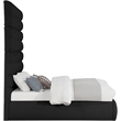 Bowery Hill Contemporary Deep Channel Tufted Rich Black Boucle Fabric Full Bed