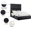 Bowery Hill Contemporary Soft Black Chenille Fabric Queen Bed