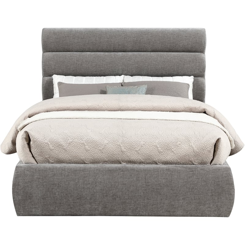 Bowery Hill Contemporary Deep Channel Tufted Soft Grey Chenille Fabric Full Bed