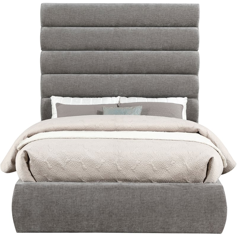 Bowery Hill Contemporary Deep Channel Tufted Soft Grey Chenille Fabric Full Bed