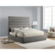 Bowery Hill Contemporary Deep Channel Tufted Soft Grey Chenille Fabric King Bed