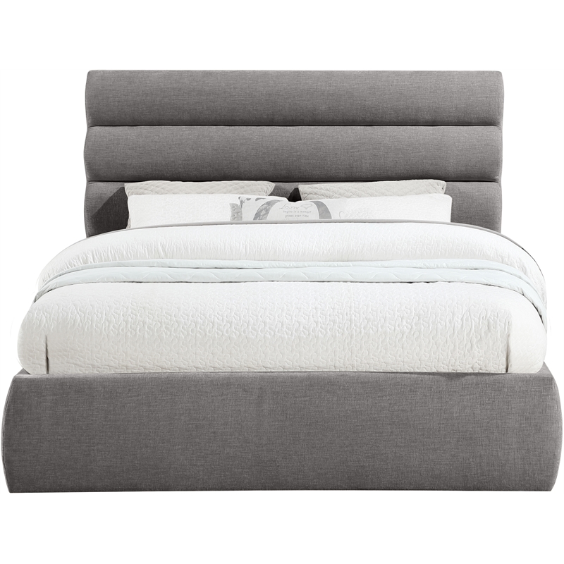 Bowery Hill Contemporary Soft Grey Chenille Fabric Queen Bed