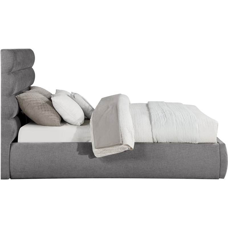 Bowery Hill Contemporary Soft Grey Chenille Fabric Queen Bed