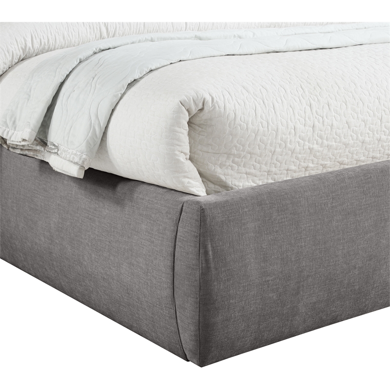 Bowery Hill Contemporary Soft Grey Chenille Fabric Queen Bed
