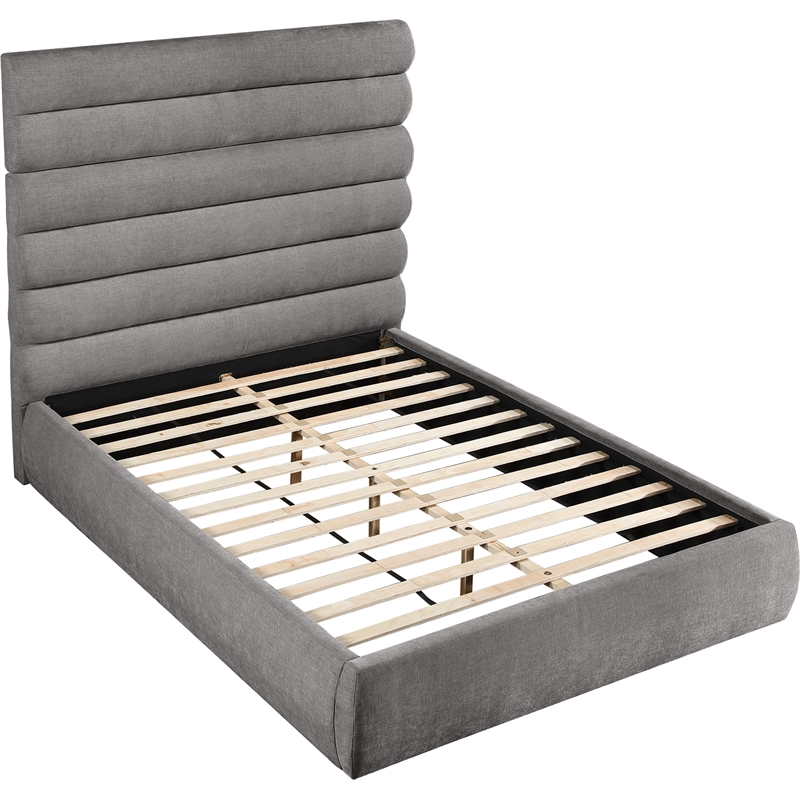 Bowery Hill Contemporary Soft Grey Chenille Fabric Queen Bed