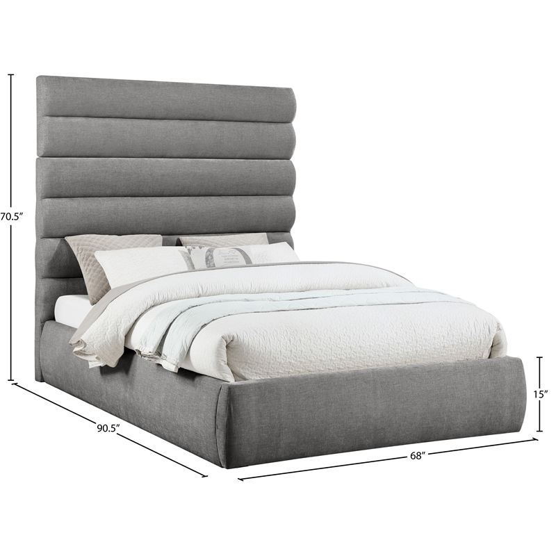 Bowery Hill Contemporary Soft Grey Chenille Fabric Queen Bed