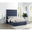 Bowery Hill Contemporary Deep Channel Tufted Soft Navy Chenille Fabric Full Bed