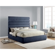 Bowery Hill Contemporary Deep Channel Tufted Soft Navy Chenille Fabric King Bed