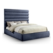 Bowery Hill Contemporary Deep Channel Tufted Soft Navy Chenille Fabric King Bed