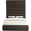 Bowery Hill Contemporary Deep Channel Tufted Rich Brown Boucle Fabric Queen Bed