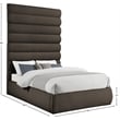 Bowery Hill Contemporary Deep Channel Tufted Rich Brown Boucle Fabric Queen Bed