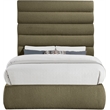Bowery Hill Contemporary Deep Channel Tufted Rich Olive Boucle Fabric Full Bed