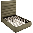 Bowery Hill Contemporary Deep Channel Tufted Rich Olive Boucle Fabric Full Bed