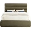 Bowery Hill Contemporary Deep Channel Tufted Rich Olive Boucle Fabric Queen Bed
