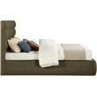 Bowery Hill Contemporary Deep Channel Tufted Rich Olive Boucle Fabric Queen Bed