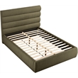 Bowery Hill Contemporary Deep Channel Tufted Rich Olive Boucle Fabric Queen Bed