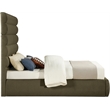 Bowery Hill Contemporary Deep Channel Tufted Rich Olive Boucle Fabric Queen Bed