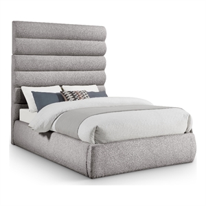 Bowery Hill Contemporary Deep Channel Tufted Rich Taupe Boucle Fabric Full Bed