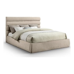 Bowery Hill Contemporary Soft Beige Chenille Fabric King Bed