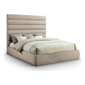 Bowery Hill Contemporary Soft Beige Chenille Fabric King Bed
