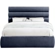 Bowery Hill Contemporary Soft Navy Chenille Fabric Queen Bed