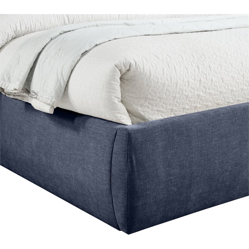 Bowery Hill Contemporary Soft Navy Chenille Fabric Queen Bed