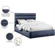 Bowery Hill Contemporary Soft Navy Chenille Fabric Queen Bed