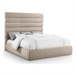 Bowery Hill Contemporary Upholstered Beige Linen Textured Fabric King Bed