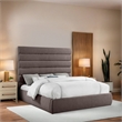 Bowery Hill Contemporary Upholstered Brown Linen Textured Fabric King Bed