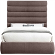 Bowery Hill Contemporary Upholstered Brown Linen Textured Fabric Queen Bed